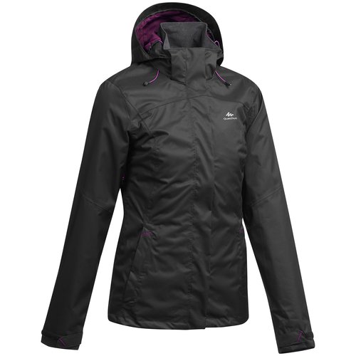 Quechua Wanderjacke Bergwandern MH100 wasserdicht Damen schwarz