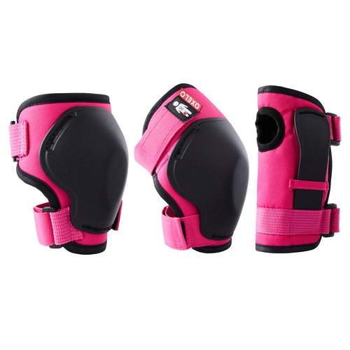 OXELO Protektoren Schoner 3er-Set 100 Inliner Skateboard Scooter Kinder rosa