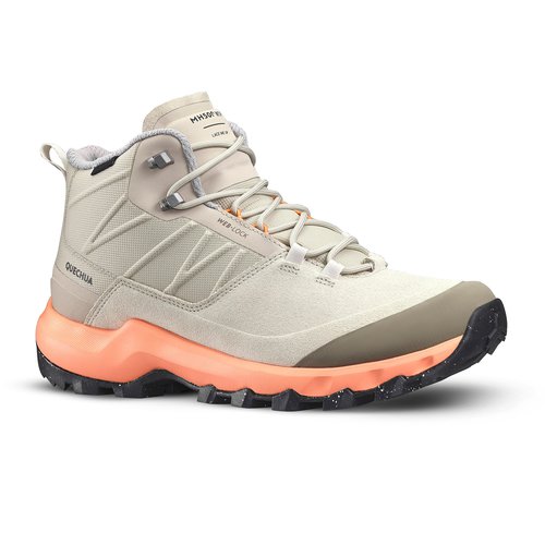 QUECHUA Wanderschuhe Damen halbhoch wasserdicht Bergwandern- MH500 beige