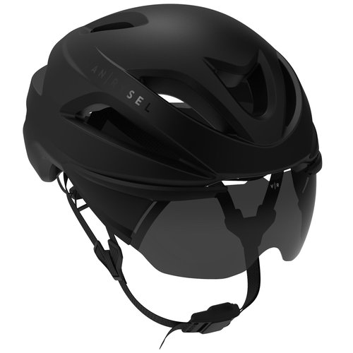 Van Rysel Triathlonhelm mit abnehmbarem Kategorie 3 Visier & Magnetverschluss matt schwarz
