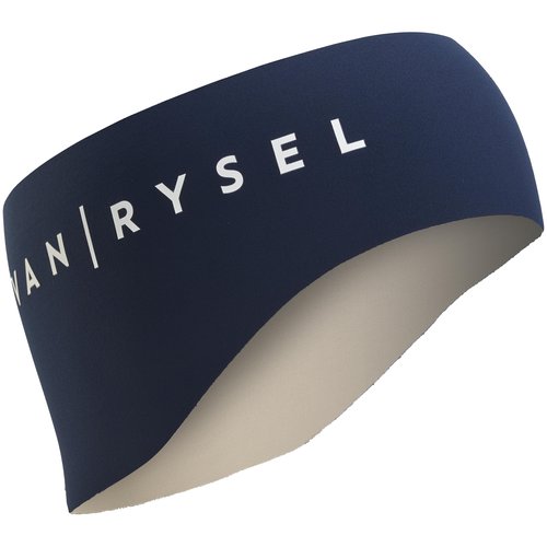 Van Rysel Stirnband Radsport 900 unter dem Fahrradhelm blau/beige