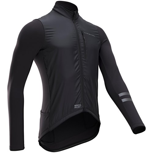 Triban Herren Radtrikot langarm Zwischensaison Rennrad - RC500 Shield schwarz