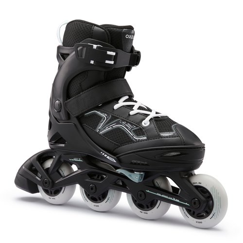 Oxelo Inline Skates Kinder Fitness FIT3 größenverstellbar schwarz/khaki