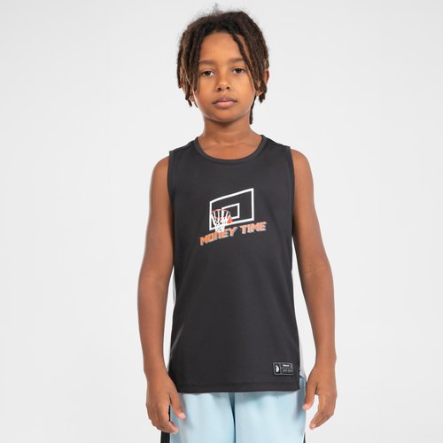 TARMAK Kinder ärmellos Basketball Trikot T500 schwarz