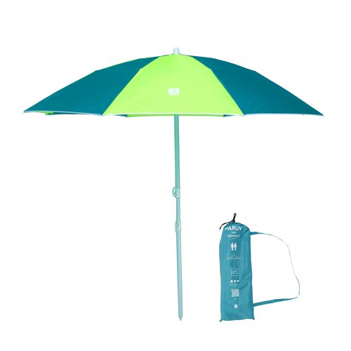 Decathlon Sonnenschirm UPF 50+ Paruv 160 Compact 2 Personen - blau/gelb