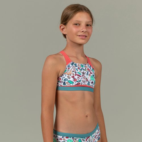 Nabaiji Sportbikini Oberteil Mädchen - Kamyleon Dino