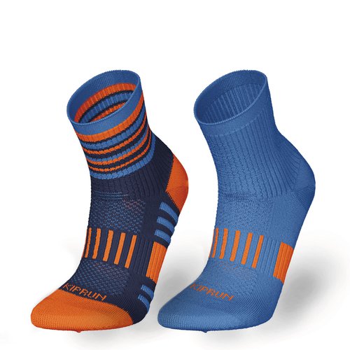 Kiprun Laufsocken Kinder Mid 2er-Pack - 500 Comfort blau/orange