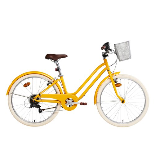 Btwin Kinderfahrrad City Bike 24 Zoll Elops 500 gelb