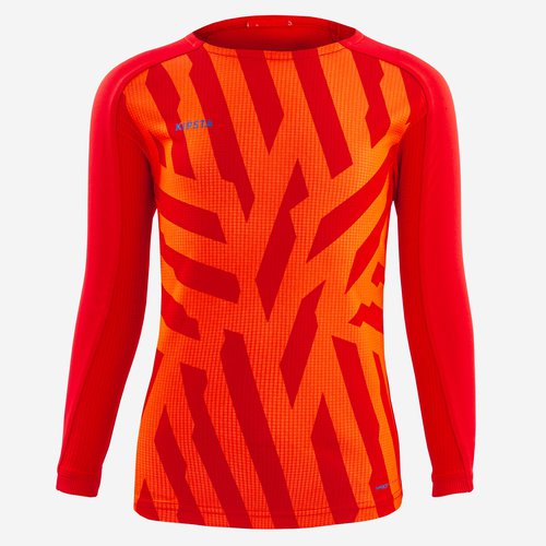Kipsta Kinder Fussball Trikot langarm - Viralto Aqua orange/rot