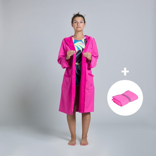 Watko Set Bademantel Handtuch Damen kompakt - rosa