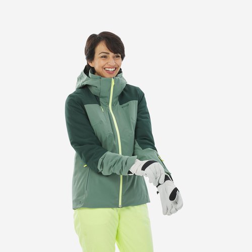 Wedze Skijacke Damen wasserdicht und strapazierfähig - 500 Sport grün