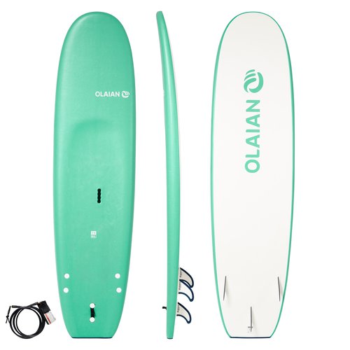 Olaian Surfboard Schaumstoff - 100 7'5" inkl. Leash und 3 Finnen