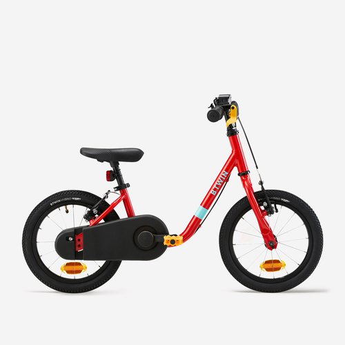 Btwin Kinderfahrrad 2-in-1 Laufrad 14 Zoll Discover 500 rot
