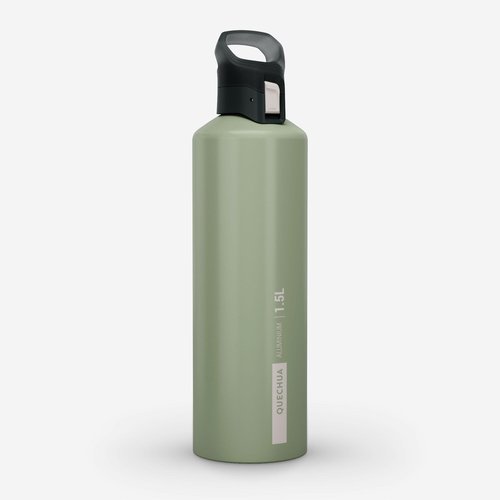 Quechua Trinkflasche 1,5 l Alu mit Schnellverschluss Wandern - khaki
