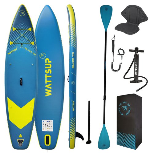 Wattsup SUP Set Stand up Paddle aufblasbar mit Kajaksitz 11'6 33" 6" - Wattsup Silver