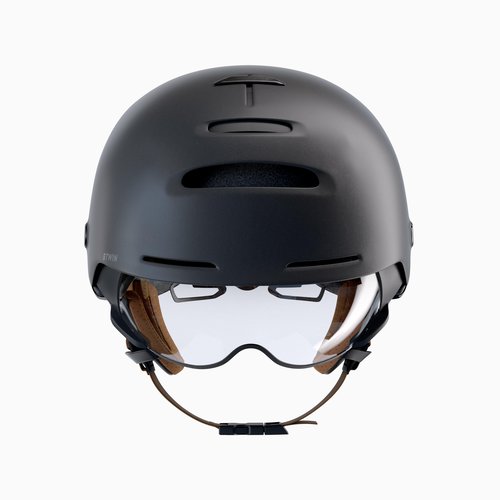 Btwin Fahrradhelm City CBH 900 Visier und Rückbeleuchtung weiss