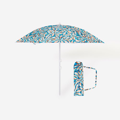 Decathlon Sonnenschirm Strandschirm LSF 50+ - Paruv 160 2 Personen blau geblümt