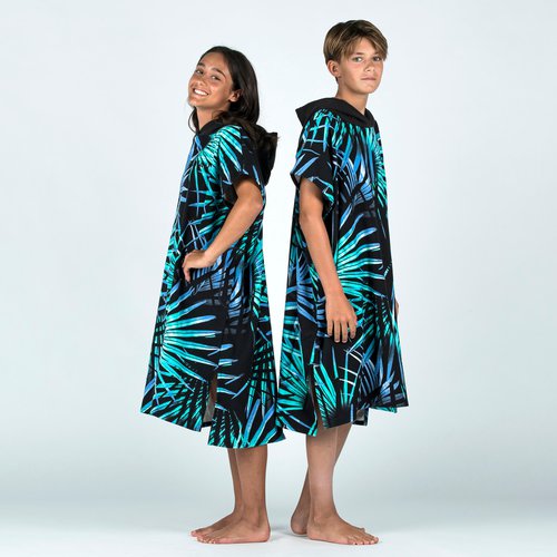 Olaian Surf-Poncho Kinder 135–160 cm - 550 Lumi Palm türkis