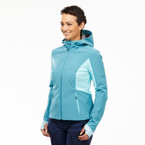 Forclaz Softshelljacke Damen winddicht warm Bergwandern - MT500 türkis