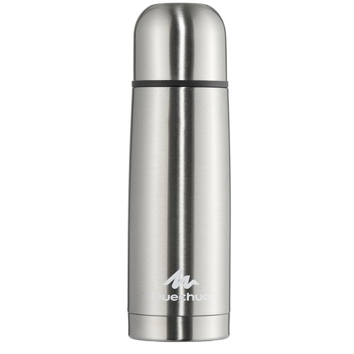 Quechua Trinkflasche Isolierflasche mit Trinkbecher Wandern - 0,4 L metallic