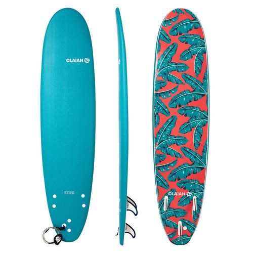 Olaian Surfboard Schaumstoff 500 7'8" inkl. Leash und 3 Finnen