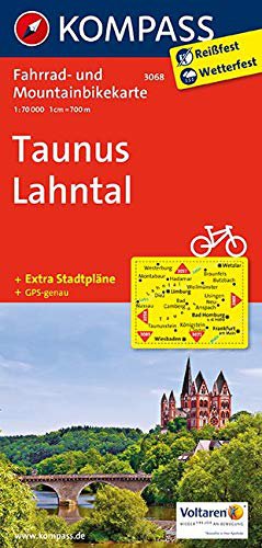 Kompass KOMPASS Fahrradkarte Taunus - Lahntal: Fahrrad- und Mountainbikekarte. GPS-genau. 1:70000 (KOMPASS-Fahrradkarten Deutschland, Band 3068)