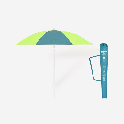 Decathlon Sonnenschirm Strandschirm LSF 50+ - Paruv Windstop 2 Personen blau/gelb