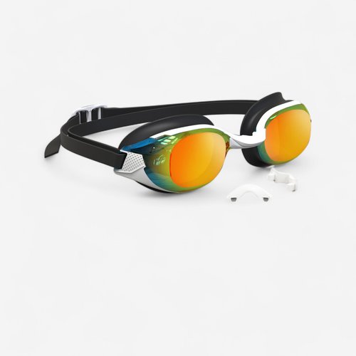 Nabaiji Schwimmbrille verspiegelt Einheitsgröße - BFit Fire schwarz Gläser orange