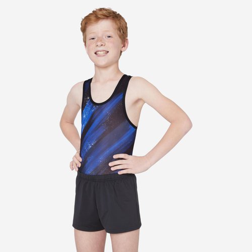 Domyos Gymnastikanzug Turnanzug Jungen - schwarz/blau bedruckt