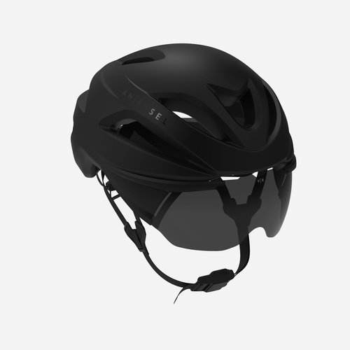 Van Rysel Fahrradhelm Triathlon abnehmbares Kategorie 3 Visier & Magnetverschluss Schwarz