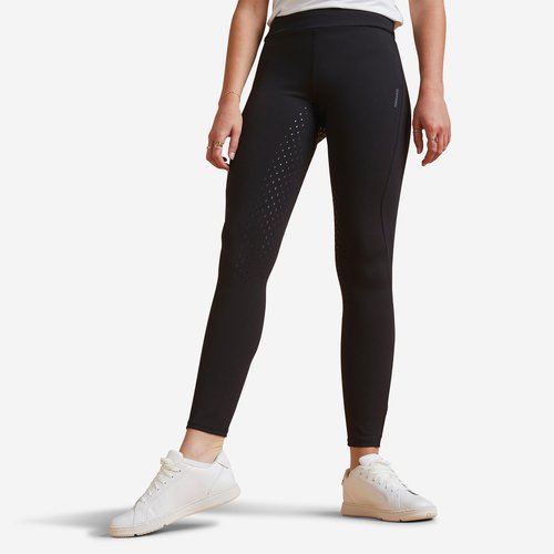 Fouganza Reitleggings 500 Full Grip Damen schwarz