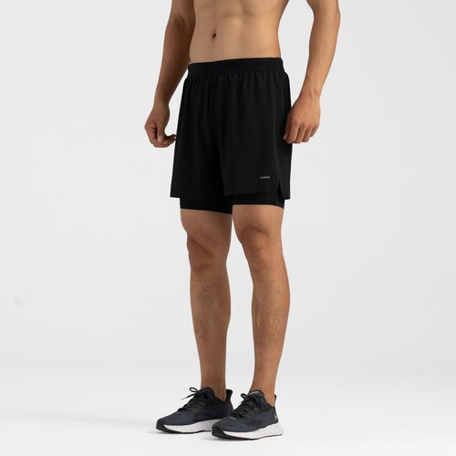 Kiprun Laufshorts 2-in-1 Herren - Run 500 Confort schwarz