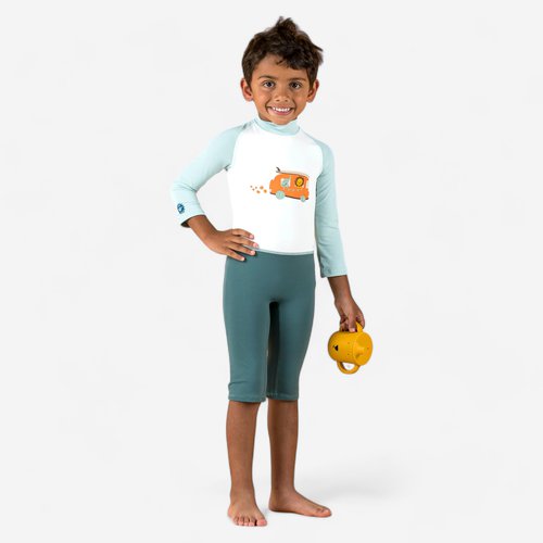 Nabaiji UV-Schwimmanzug langarm Baby/Kinder -  blau Print
