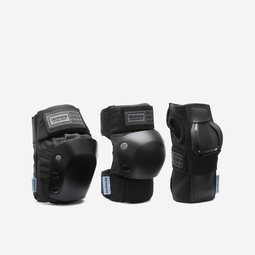 Decathlon Protektoren Schoner Kinder Skateboard 3er-Set - Pad 500 schwarz
