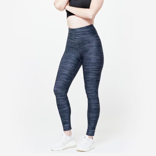 Domyos Leggings Damen hoher Taillenbund - grau