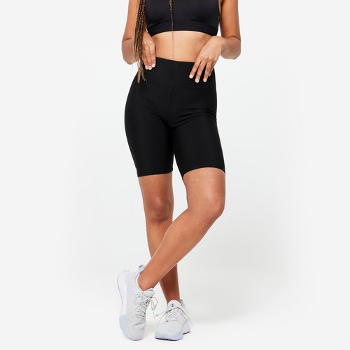 Domyos Radlerhose mit hohem Bund Fitness Cardio Damen schwarz