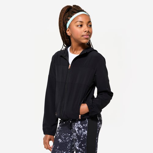 Domyos Trainingsjacke Kinder leicht atmungsaktiv - schwarz