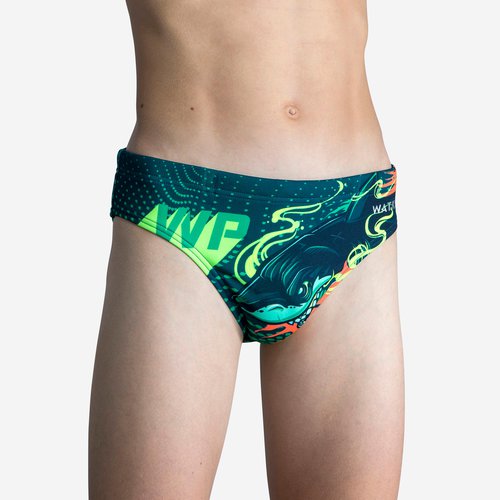 Watko Badehose Slip Wasserball Shark Jungen grün