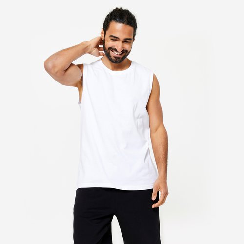 Domyos Tank Top Herren dehnbar - 500 weiss
