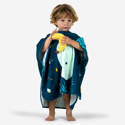 Nabaiji Bade-Poncho Baby Baumwolle - Affe dunkelblau