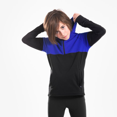 Kiprun Laufshirt langarm warm Running Kinder - WARM+ 900 schwarz/blau