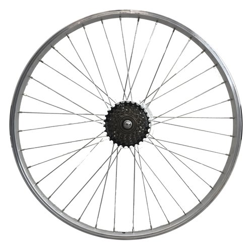 Elops Hinterrad 26 Zoll Alu-Hohlkammerfelge V-Brake Freilauf silber