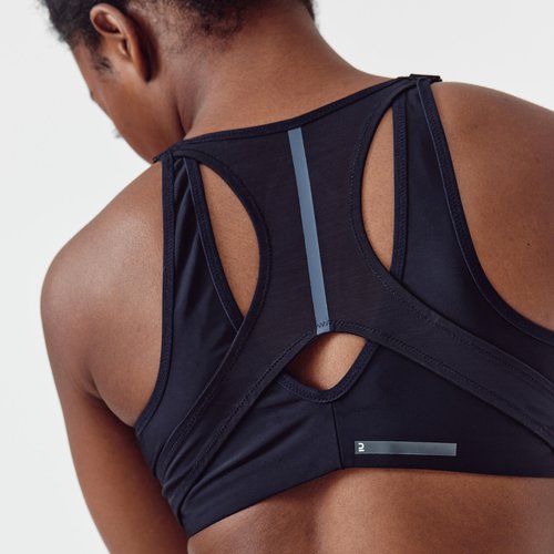 Decathlon Sport-Bustier Damen Reißverschluss extrastarker Halt - schwarz