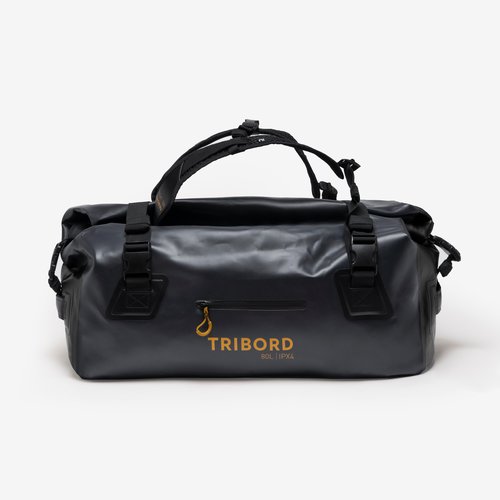 Tribord Sporttasche Duffel Bag Reisetasche Rucksack 80 l wasserdicht - schwarzgrau