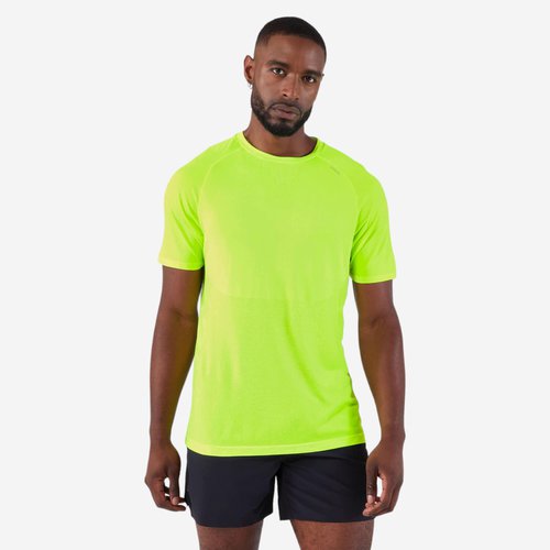 Kiprun Laufshirt kurzarm Herren seamless - Run 500 Komfort grün
