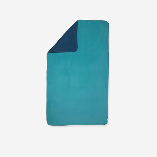Nabaiji Mikrofaser-Handtuch Größe XL 110 × 175 cm - doppelseitig blau/grün