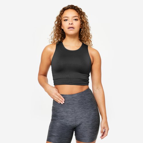 Domyos Crop Top Damen - schwarz