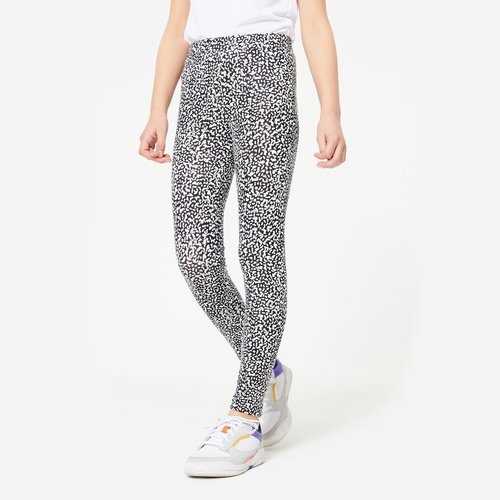Decathlon Leggings Mädchen Baumwolle bedruckt - schwarz/weiss