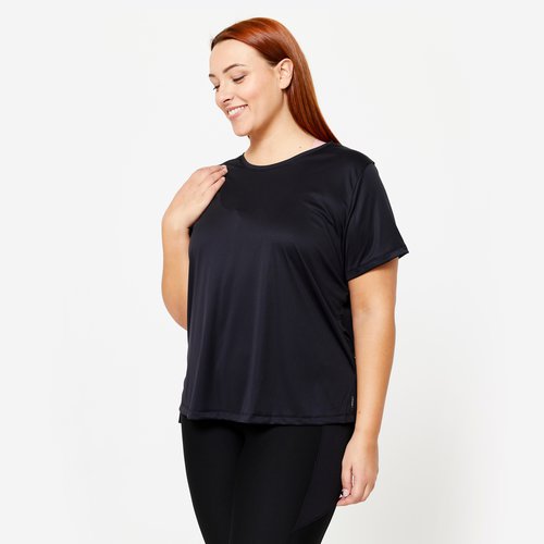 Domyos T-Shirt Damen Fitness grosse Grössen - 120 L schwarz