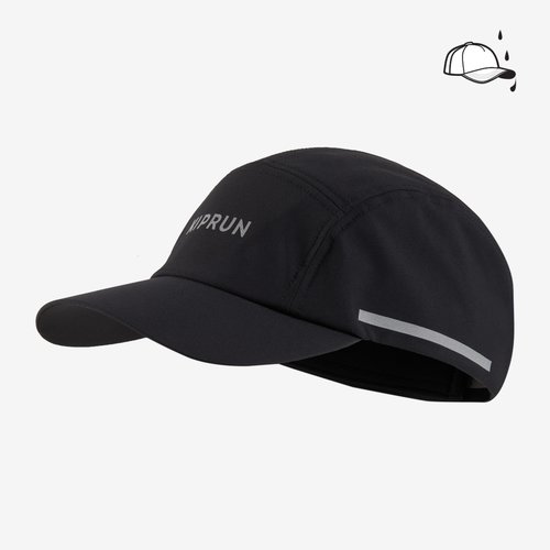 Kiprun Lauf-Cap Schirmmütze Unisex 5 Panel Regen wasserabweisend - schwarz